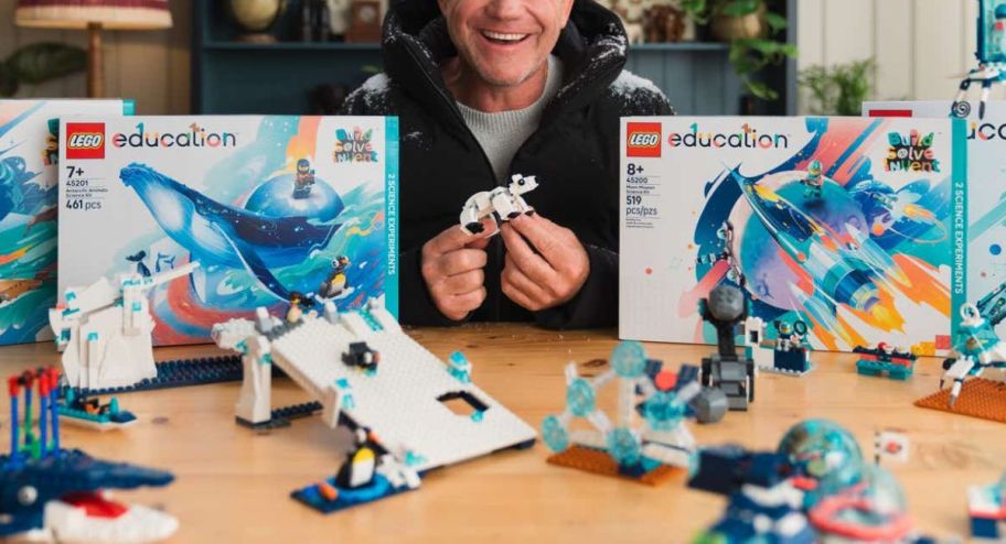 man playing with the new LEGO education sets