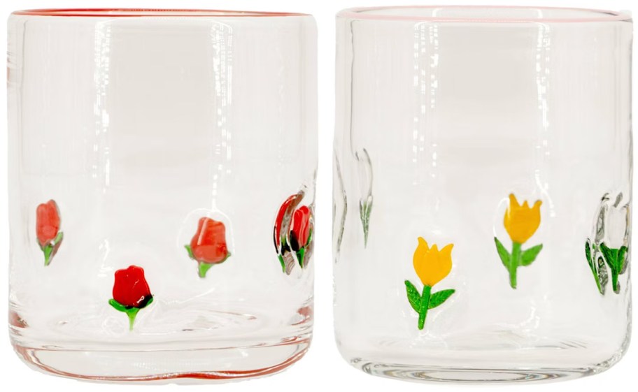 Madison Home Roses and Tulips Icon Glasses