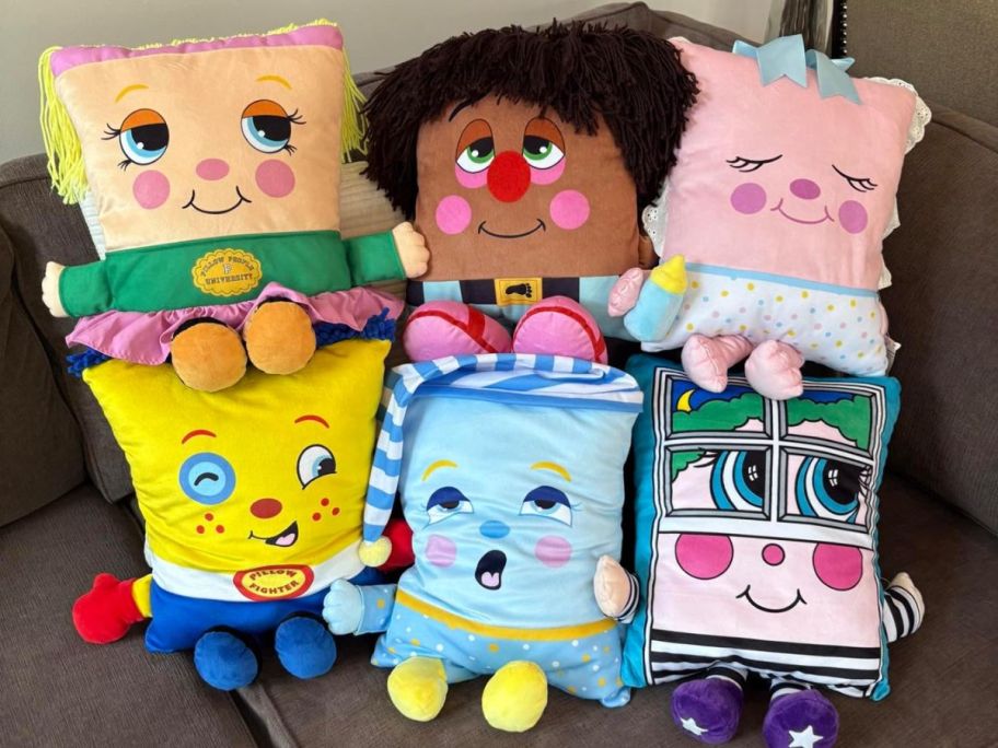 6 pillows shaped like people 