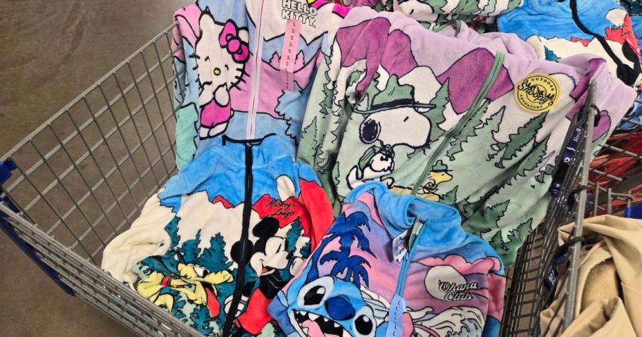 Several character jackets in a cart