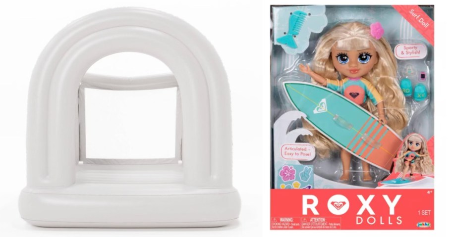 bounce house and surf doll