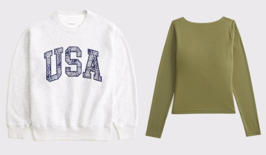 USA sweatshirt and green top