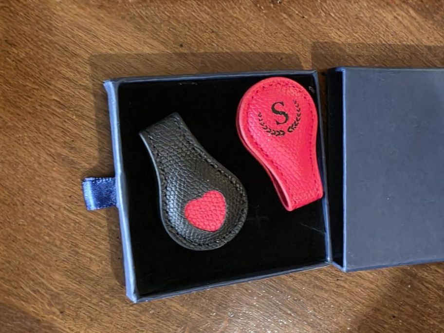 leather bookmarks in gift box
