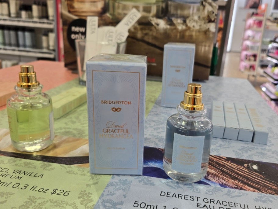 Bottles of Bridgerton perfume at Ulta.