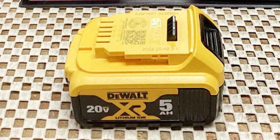 dewalt battery on table