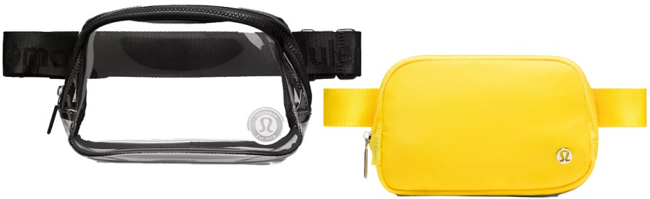 clear and yellow belt bags