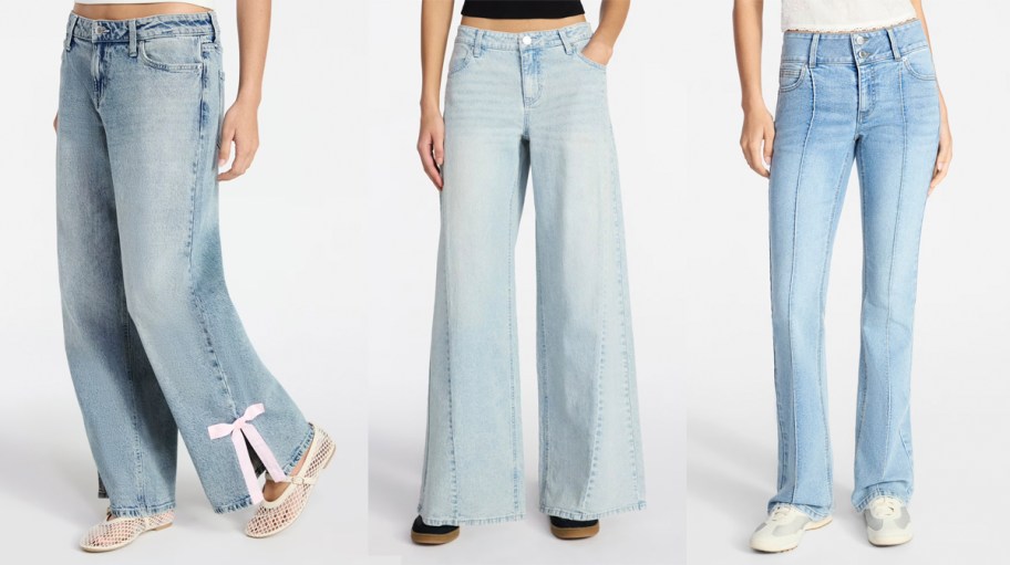 girls wearing blue jeans 