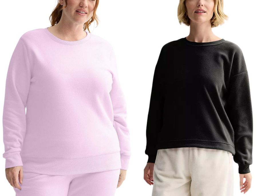 two sweaters in pink and black 