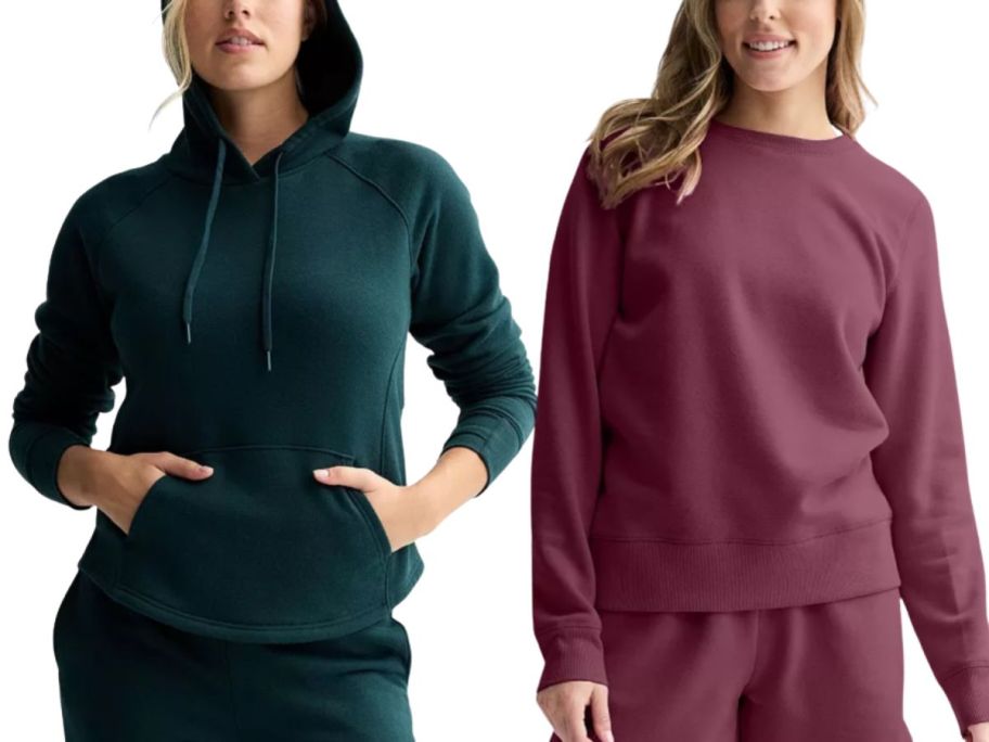 green and purple sweaters