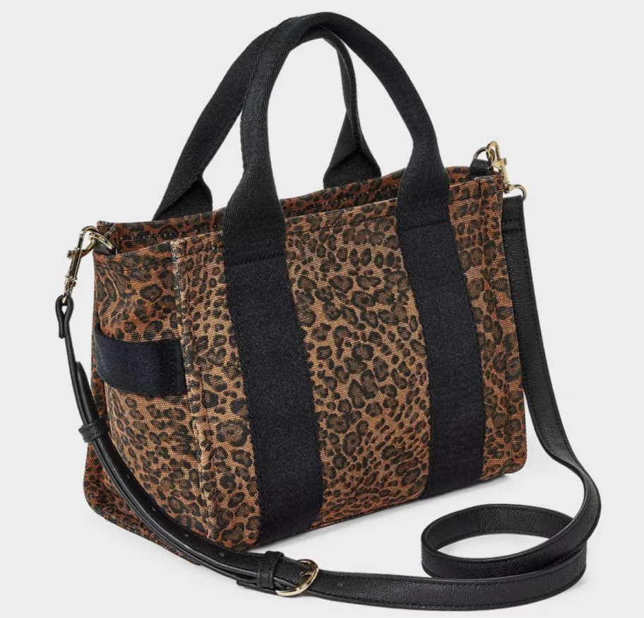 leopard print canvas tote bag