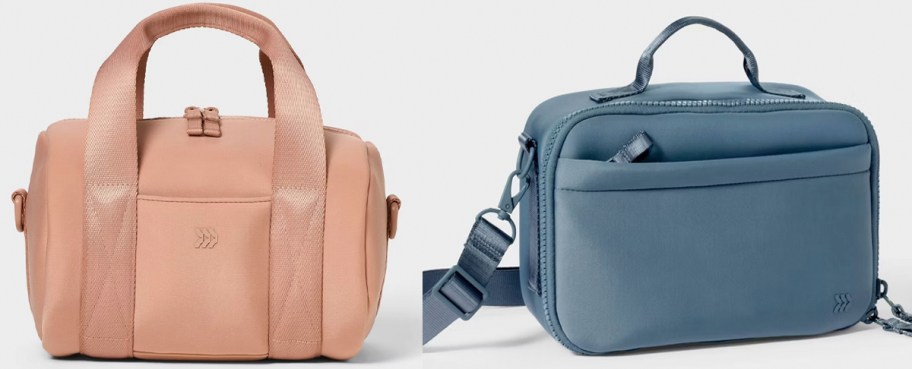 blush and blue bags 