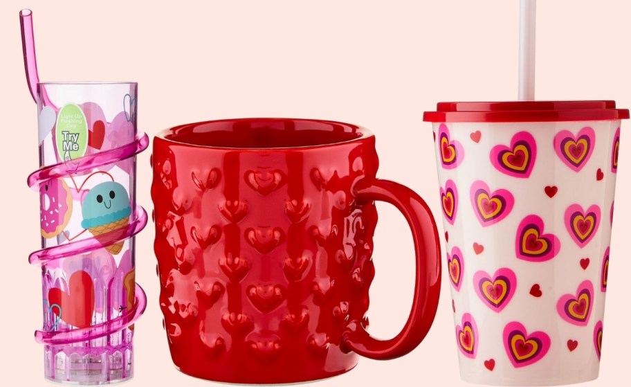 3 valentines novelty drinkware items
