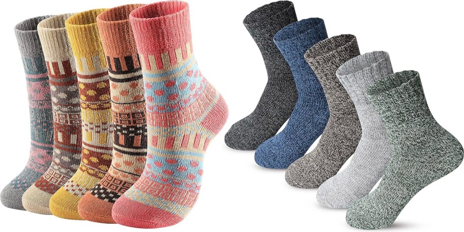 10 pairs of wool socks in multiple colors 