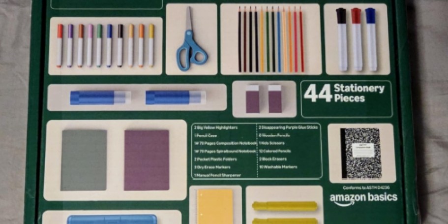 Amazon Basics 44-Piece School Supply Set Only $9.52