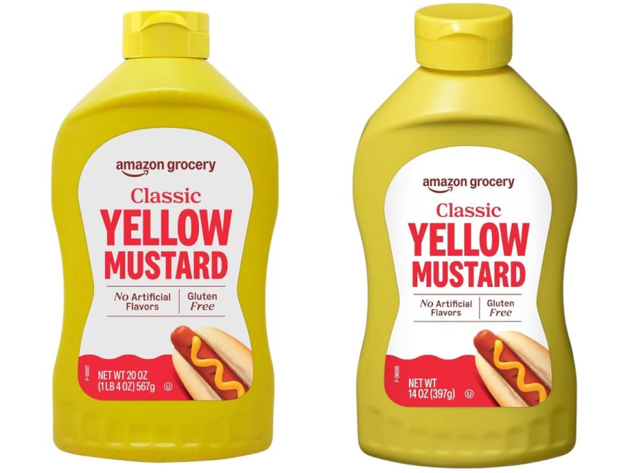Amazon Grocery Yellow Mustard 20oz and 14oz Bottle
