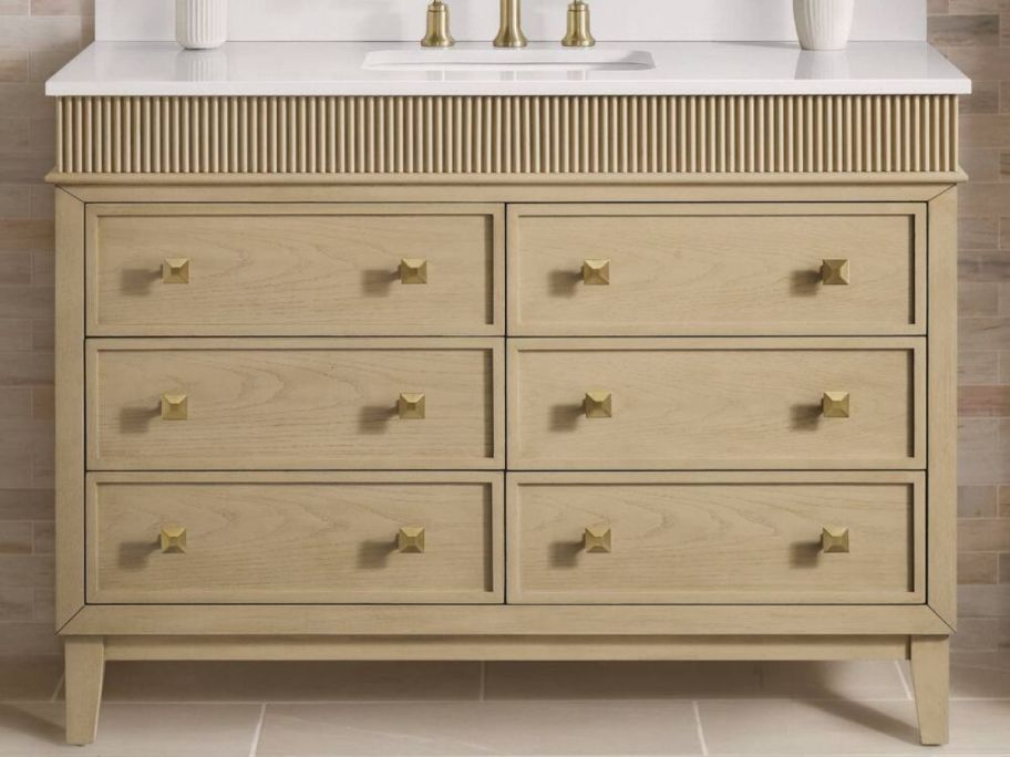 gold vanity in the bathroom 