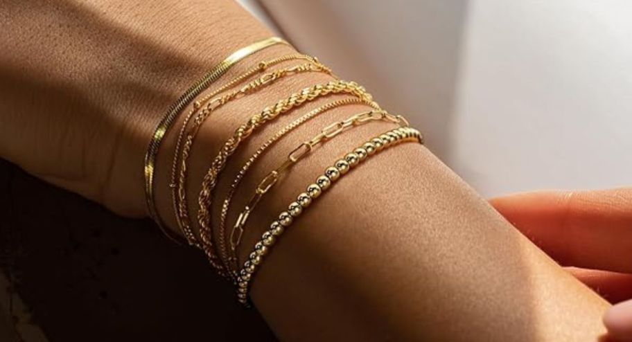 Arm with bracelet stack 
