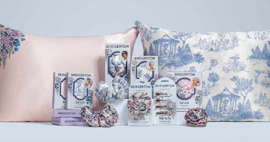 Bridgerton Kitsch pillowcases and hair accessories