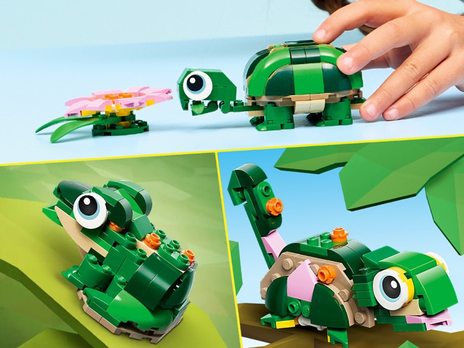 turtle, chameleon, & frog lego sets