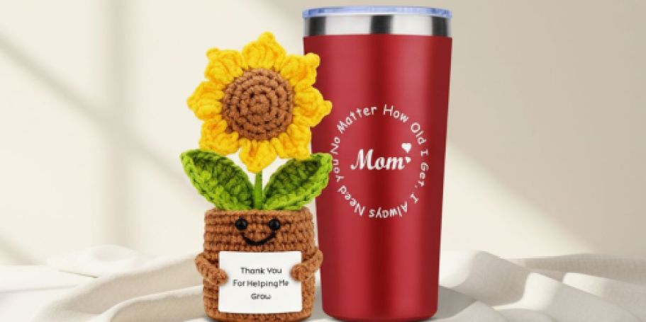 Mother’s Day Tumbler with Crochet Sunflower Just $9.99 on Amazon (Reg. $16)