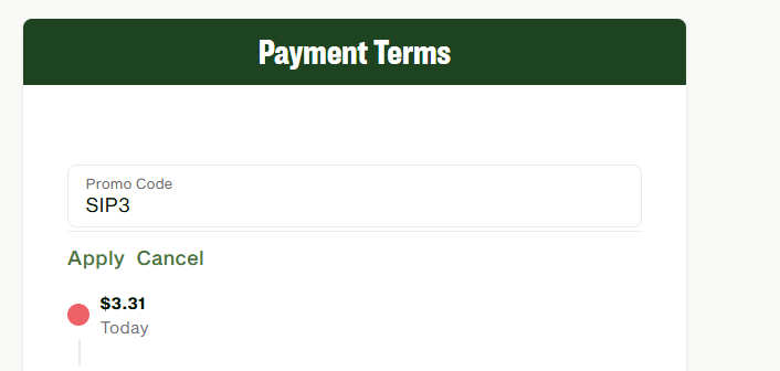 Panera code applied