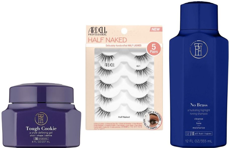 Stock images of haircare and fake lashes from Sally Beauty