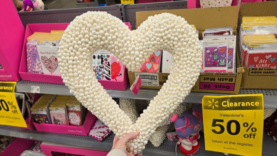 pearl studded heart shaped wreath
