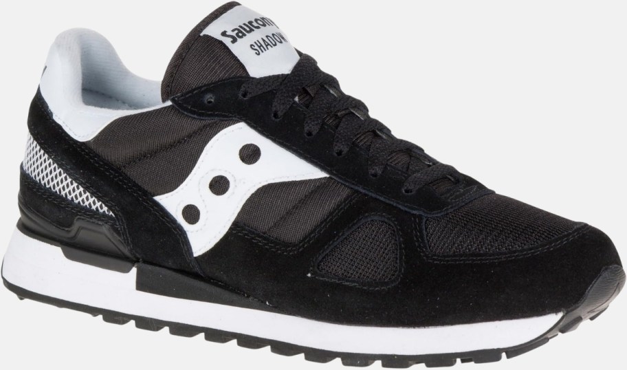a black and white saucony sneaker