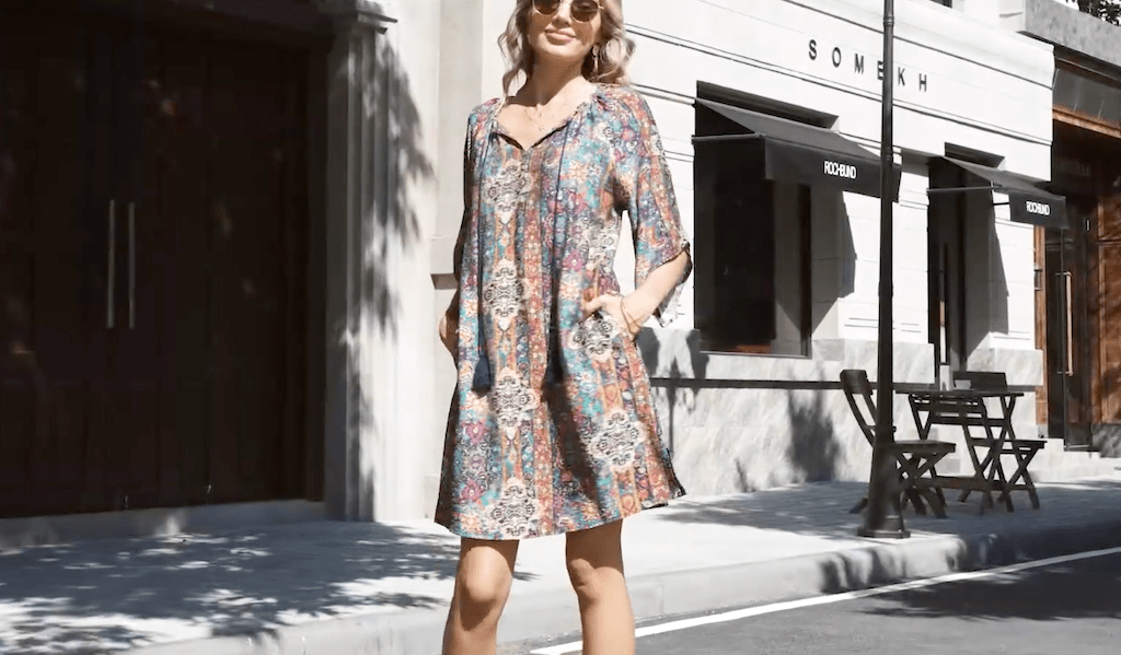 woman wearing boho dress