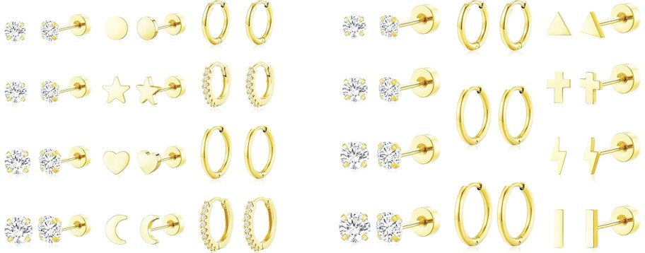 2 sets of gold earrings