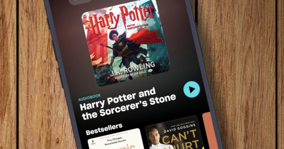 Harry Potter audiobook displayed on a phone