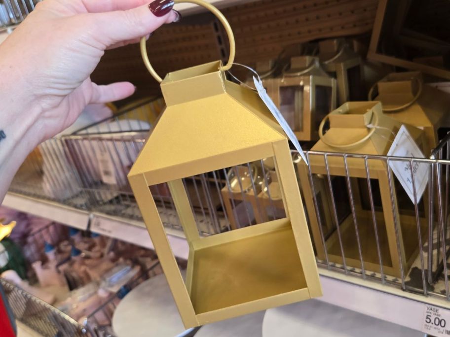 hand holding a Large Metal Lantern