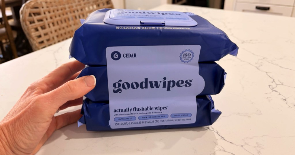 3 pack of good wipes cedar scented wipes