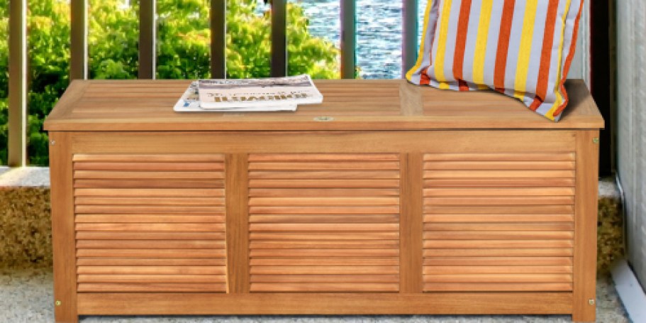 Solid Wood Acacia 47-Gallon Outdoor Deck Box Just $118.89 Shipped