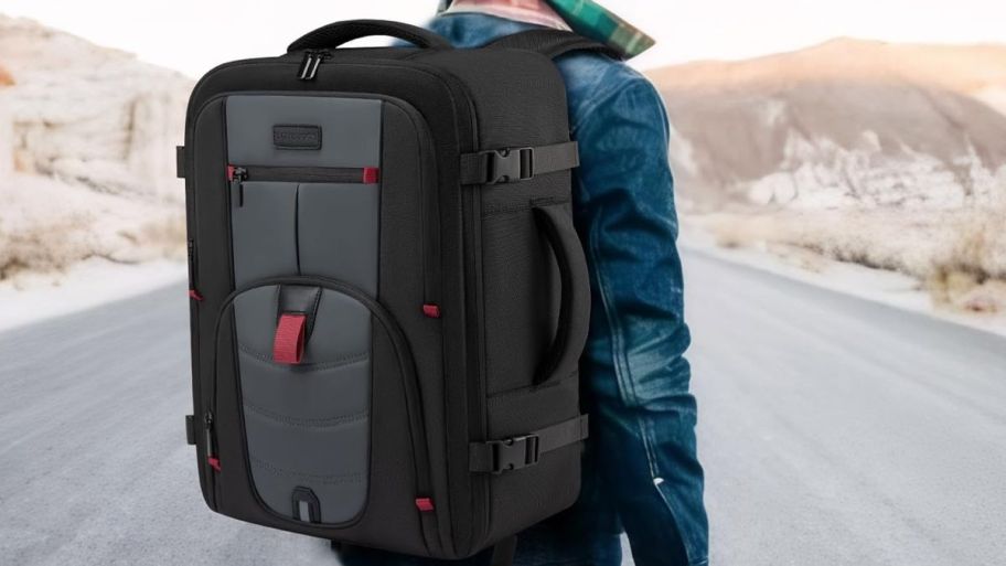 Person with Large backpack on the road