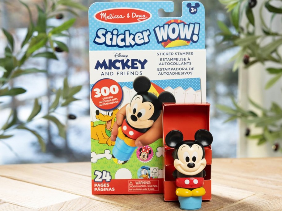 mickey mouse sticker activity pad on a table