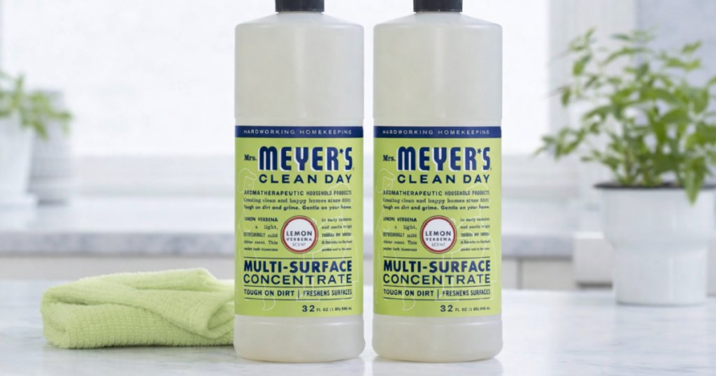 MRS. MEYER'S CLEAN DAY Multi-Surface Everyday Concentrate, Lemon Verbena Scent 2 Pack on countertop