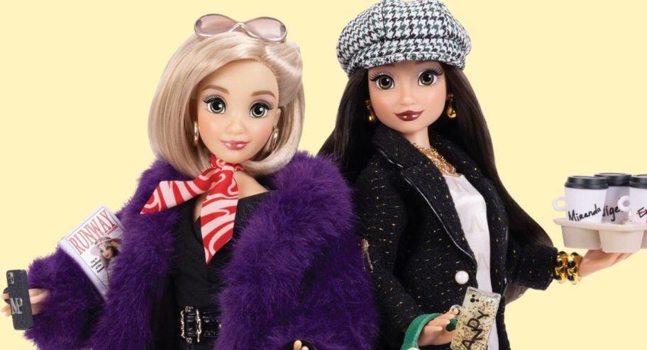 The devil wears prada dolls with yellow background 