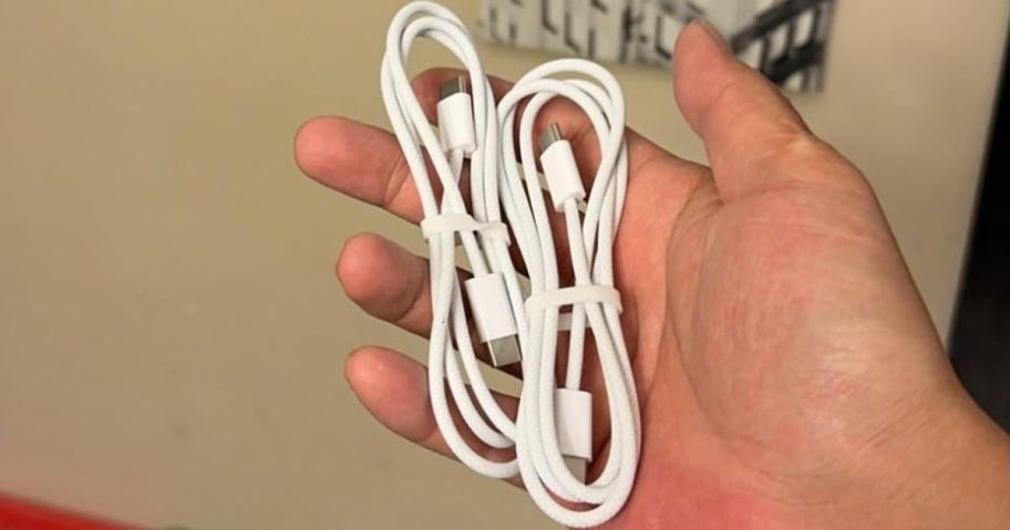 hand holding two USB-C Charging Cables