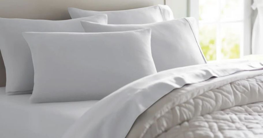 Wayfair Basics 1800 Series Soft Microfiber Sheet Set on bed