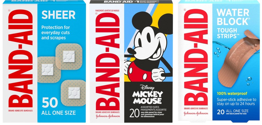 three boxes of band aids 
