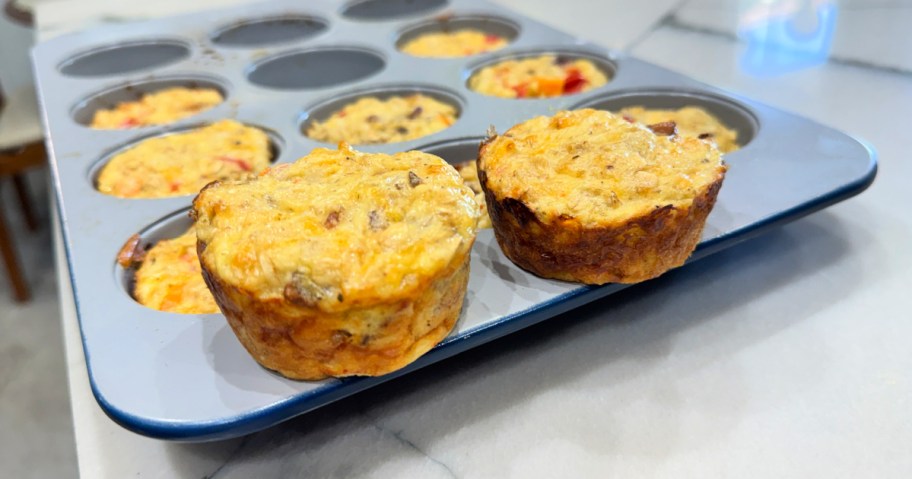cottage cheese muffins in a pan 