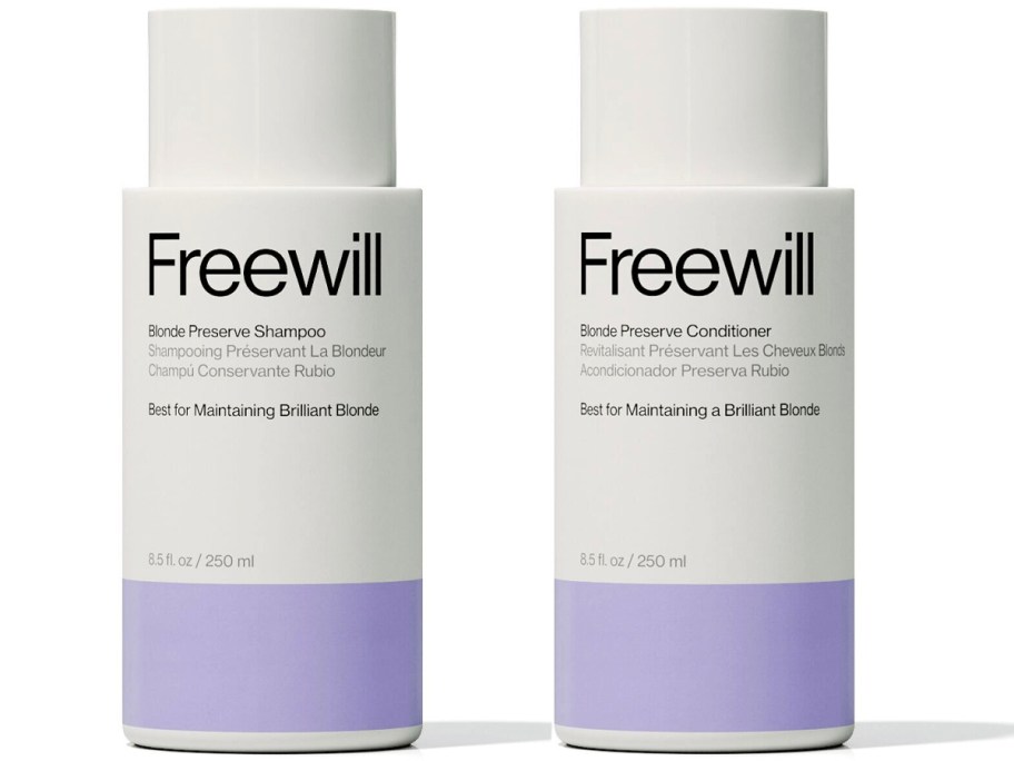 freewill shampoo and conditioner bottles 