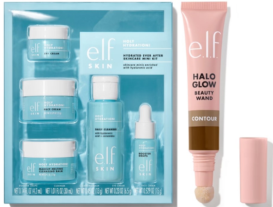 elf hydration kit and halo glow contour wand