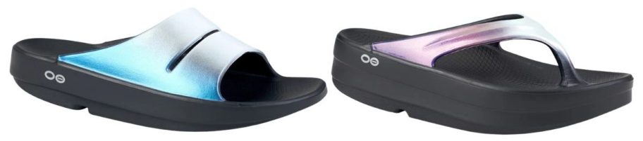 two oofos sandals