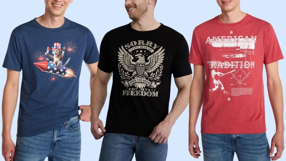 Three different Walmart 4th of july t-shirts