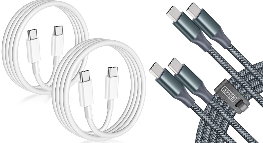 white and grey sets of charging cables