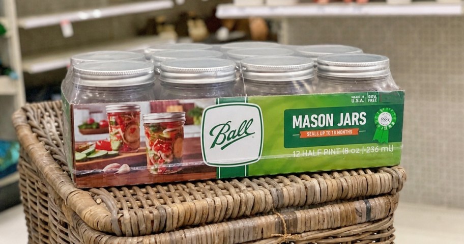 case of mason jars in store