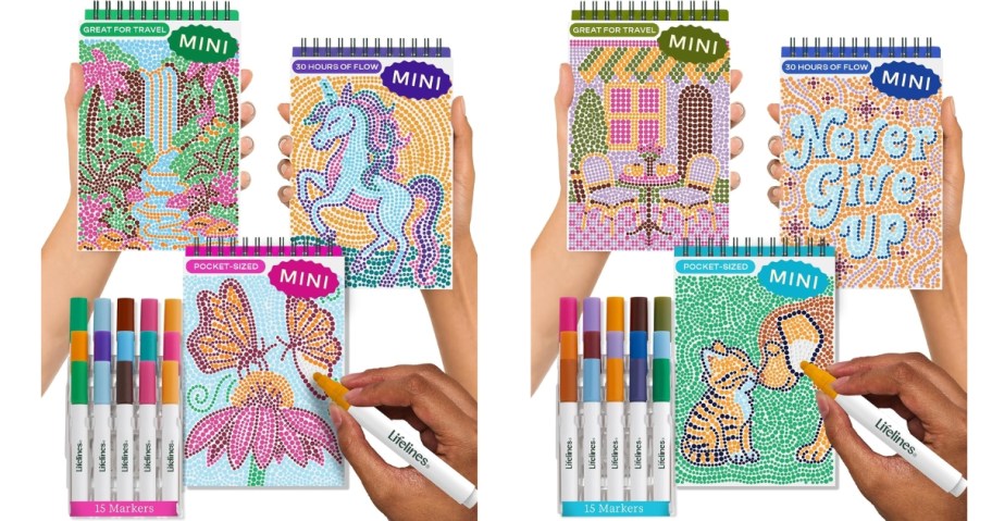 stock images of Lifelines FlowArt Mini Activity Pad 3-Packs in different styles