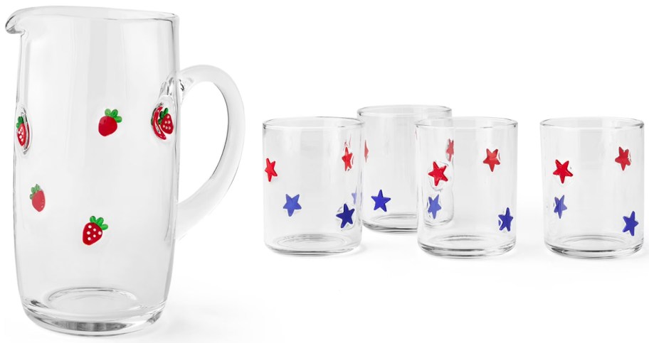 Member's Mark Icon Glass Pitcher and Icon Drinking Glasses 4-Pack
